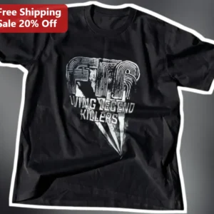 Flying Legend Killers Tee Black Grunge Rock Band Graphic Shirt Men available at our Los Angeles warehouse