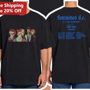 Fontaines D.C. UK Tour 2027 Graphic Tee Indie Rock Band Merch available at our Los Angeles warehouse