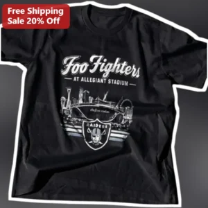 Foo Fighters Allegiant Stadium Tee Take Cover Tour Las Vegas Concert Merch available at our Los Angeles warehouse
