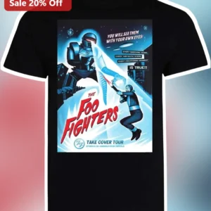 Foo Fighters Take Cover Tour Tee Vintage Sci-Fi Robot Graphic Shirt available at our Los Angeles warehouse