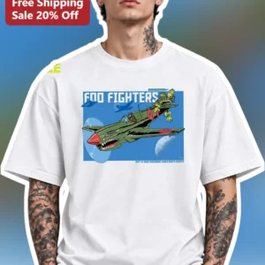 Foo Fighters Vintage Airplane Graphic Tee Rock Band Merch Gift for Men Women available at our Los Angeles warehouse