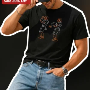 Football Player Celebration Line Art Tee Minimalist Sports Fan Apparel Gift available at our Los Angeles warehouse