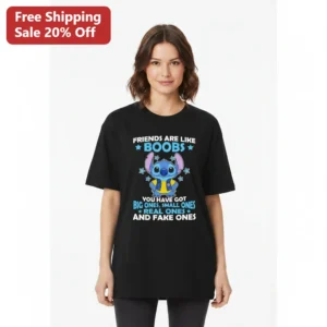 Friends Are Like Boobs Funny Stitch Graphic Tee, Humorous Friendship Gift Shirt for Best Friends available at our Los Angeles warehouse