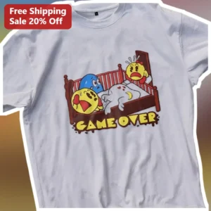 Game Over Pac-Man Retro Gaming Tee Funny Arcade Gamer Gift Shirt available at our Los Angeles warehouse