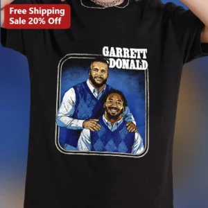 Garrett Donald Vintage Baseball Card Style Tee Garrett Wilson and Donald Steward Mashup Shirt available at our Los Angeles warehouse