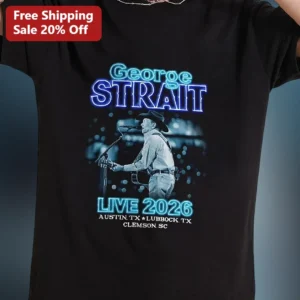 George Strait Live 2026 Austin TX Lubbock Clemson SC Neon Graphic Tee available at our Los Angeles warehouse