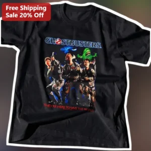 Ghostbusters They're Here To Save The World Tee Retro 1984 Movie Fan Gift available at our Los Angeles warehouse