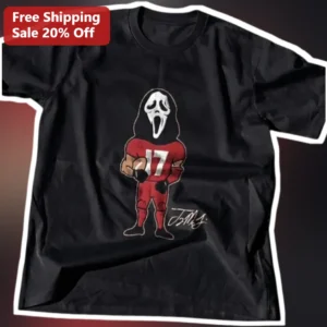 Ghostface Tee Scream Movie Football Parody Horror Graphic T-Shirt for Men Women available at our Los Angeles warehouse