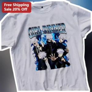 Girl Dinner Tee Gojo Satoru Jujutsu Kaisen Anime Graphic T-Shirt for Women available at our Los Angeles warehouse