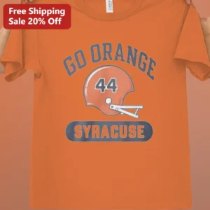 Go Orange Syracuse Vintage Football Helmet Graphic Tee for Men Women College Fan Gear available at our Los Angeles warehouse