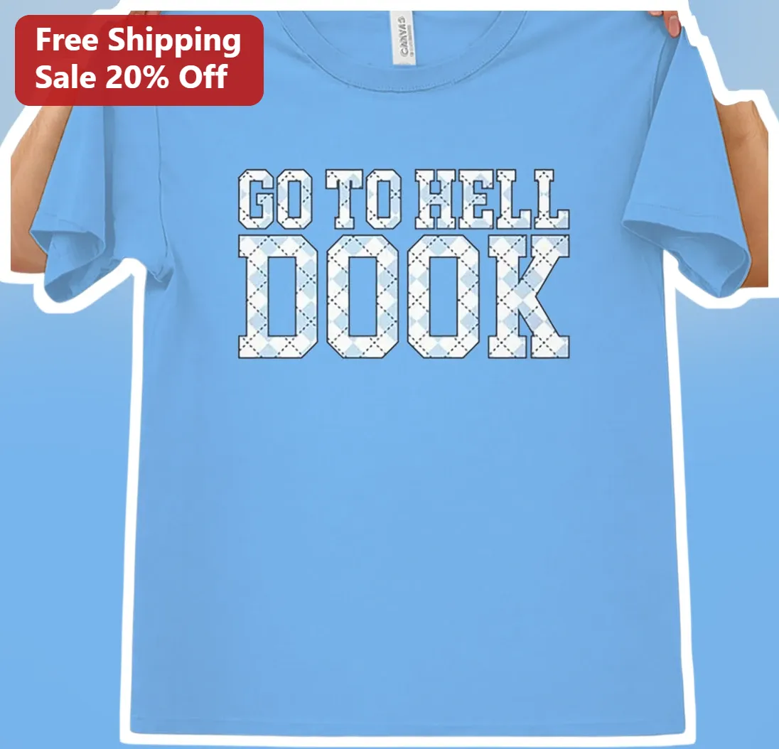 Go To Hell Dook UNC Tar Heel Rivalry Graphic Tee available at our Los Angeles warehouse