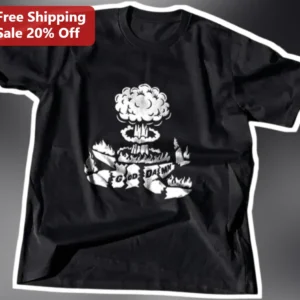 God Damn Nuclear Explosion Mushroom Cloud Graphic Tee available at our Los Angeles warehouse