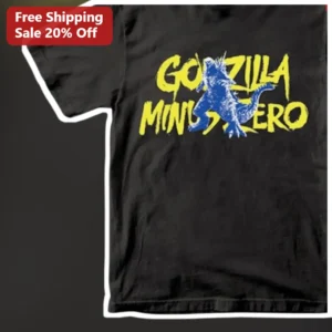 Godzilla Minus Zero Vintage Graphic Tee Kaiju Monster Movie Merch Black Cotton Shirt available at our Los Angeles warehouse