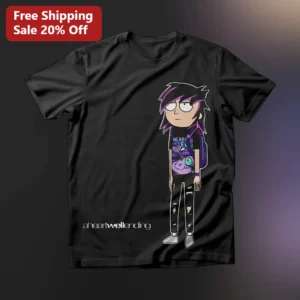 Goth Cartoon Character Tee Cute Dark Alt Girl Skull Graphic T-Shirt for Women Men Halloween Costume available at our Los Angeles warehouse