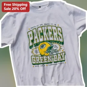 Green Bay Packers Vintage Style Graphic Tee for Men Women NFL Football Fan Shirt available at our Los Angeles warehouse