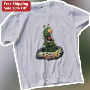 Green Cyclops Monster Worm Graphic Tee available at our Los Angeles warehouse