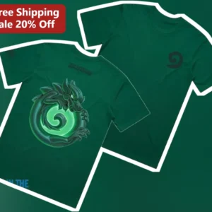 Green Dragon Swirl Symbol Tee Eastern Philosophy Balance Mind Body Soul Fantasy Shirt available at our Los Angeles warehouse