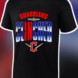 Guardians Postseason Clinched Tee Cleveland Guardians Playoff Celebration Shirt available at our Los Angeles warehouse