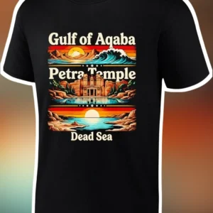 Gulf of Aqaba Petra Temple Dead Sea Retro Travel Tee Jordan Souvenir Gift available at our Los Angeles warehouse