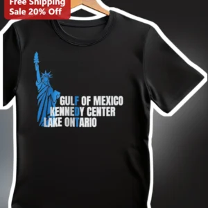 Gulf of Mexico Kennedy Center Lake Ontario Tee Political Satire Graphic T-Shirt for History Buffs available at our Los Angeles warehouse