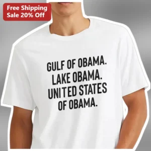 Gulf of Obama Lake Obama United States of Obama Political Satire Graphic Tee available at our Los Angeles warehouse