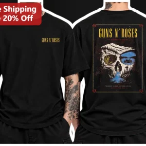 Guns N' Roses Vintage Skull Landscape Graphic Tee Classic Rock Band Shirt available at our Los Angeles warehouse