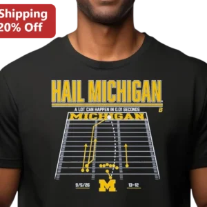Hail Michigan A Lot Can Happen In 0.01 Seconds Tee available at our Los Angeles warehouse