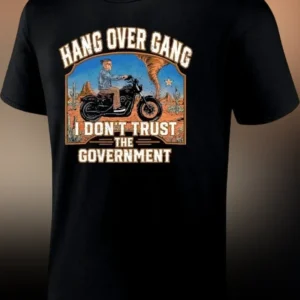 Hang Over Gang I Don't Trust The Government Vintage Biker Graphic Tee available at our Los Angeles warehouse