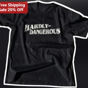 Hardly Dangerous Distressed Vintage Typography Graphic Tee Black Cotton Streetwear Shirt available at our Los Angeles warehouse
