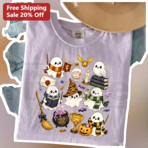 Harry Potter Kawaii Ghosts Tee Cute Wizard Halloween Shirt for Fans available at our Los Angeles warehouse