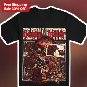 Heavy Hitter Tee Goblin Holding Gun Horrorcore Graphic Shirt for Men Women available at our Los Angeles warehouse