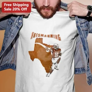 Heismanning Tee College Football Slang Graphic Shirt for Texas Longhorns Fans available at our Los Angeles warehouse