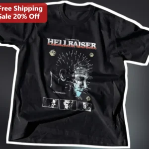 Hellraiser Pinhead Vintage Distressed Graphic Tee Horror Movie Fan Gift available at our Los Angeles warehouse
