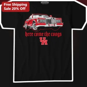 Here Come The Coogs Tee University of Houston Cougars Football Fan Shirt available at our Los Angeles warehouse