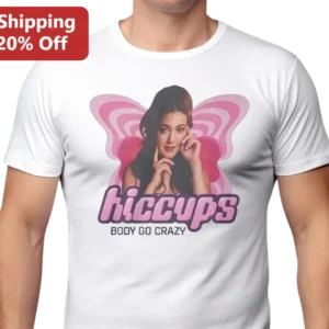 Hiccups Body Go Crazy Sabrina Carpenter Graphic Tee Butterfly Aesthetic Y2K Pop Music Fan Shirt available at our Los Angeles warehouse
