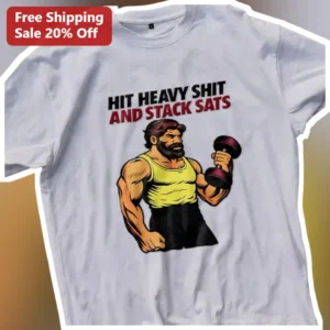 Hit Heavy Shit and Stack SATS Powerlifting Gym Humor Graphic Tee for Bodybuilders available at our Los Angeles warehouse