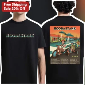 HOOBASTANK Graphic Tee Retro Rock Band Alien Abduction Vintage Tour Merch Shirt available at our Los Angeles warehouse