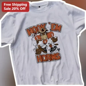 Hook 'Em Horns Vintage Texas Longhorns Bevo Mascot Graphic Tee available at our Los Angeles warehouse