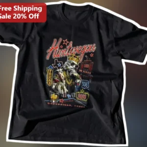 Huntsvegas Tee Huntsville Texas Neon Sign Skeleton Poker Graphic T-Shirt available at our Los Angeles warehouse