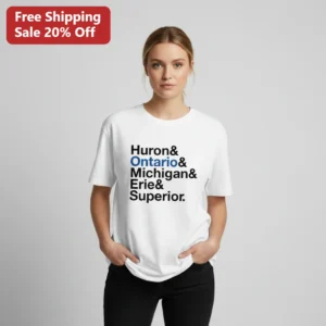Huron Ontario Michigan Erie Superior Great Lakes Tee Geography Lover Gift available at our Los Angeles warehouse