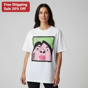 I Am Cool Tee Funny Cartoon Face Graphic Shirt Quirky Pop Art Statement Tee for Teens Men Women available at our Los Angeles warehouse