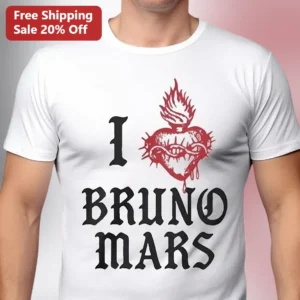 I Bruno Mars Gothic Sacred Heart Tee Music Fan Gift available at our Los Angeles warehouse