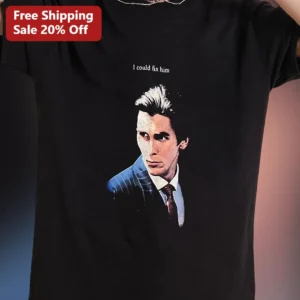 I Could Fix Him Christian Bale American Psycho Graphic Tee available at our Los Angeles warehouse