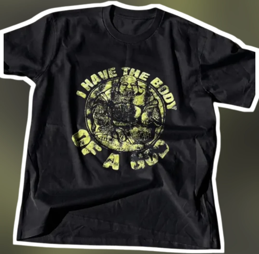 I Have The Body Of A God Brawn Meme Graphic Tee Funny Gym Humor Shirt For Men available at our Los Angeles warehouse