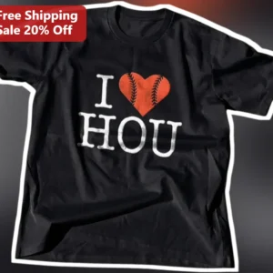 I Love Houston Tee Vintage Distressed Baseball Heart Graphic T-Shirt available at our Los Angeles warehouse