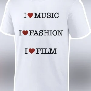 I Love Music Fashion Film Graphic Tee for Creative Arts Lovers available at our Los Angeles warehouse