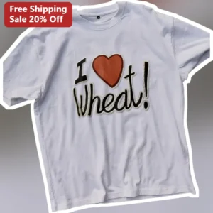 I Love Wheat Tee I Heart Wheat Graphic Shirt for Farmers and Bakers available at our Los Angeles warehouse