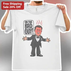 I'M THE BAD GUY! Funny Villain Cartoon Graphic Tee for Men Women available at our Los Angeles warehouse