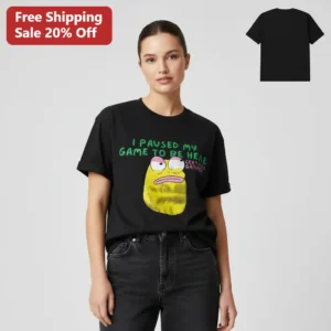 I Paused My Game To Be Here Certified Gammer Funny Gaming Meme Tee Gift For Gamers available at our Los Angeles warehouse
