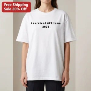 I Survived APE FOMO 2026 Tee, Funny Crypto Meme Shirt for Traders and NFT Investors available at our Los Angeles warehouse